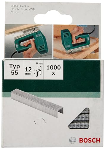 Bosch 1000x Klammer Typ 55 (Textilien/Gewebe, Teppich, Akustikplatten, Rasenteppich, 6 x 1.08 x 12 mm, Zubehör Tacker) von Bosch Accessories