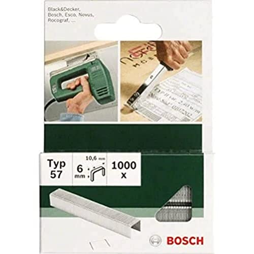 Bosch 1000x Klammer Typ 57 (Papier, Folien, Kunststoffplatten, Tapetenkleister, Akustikplatten, GFK, 10.6 x 1.25 x 6 mm, Zubehör Tacker) von Bosch Accessories