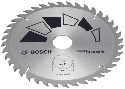 Bosch 1x Kreissägeblatt Standard (Sägeblatt für Holz, Ø 190 x 2.2/1.5 x 30/24 mm, 40 Zähne, ATB, mit 1x Reduzierring 24 mm, Zubehör Kreissäge) von Bosch Accessories