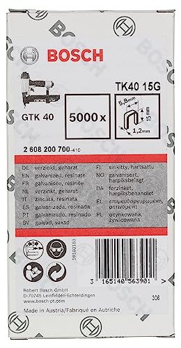 Bosch Professional 5000x Klammer TK40 15G (Gipsfaserplatten, Isolations- und Dämmmaterial, 1.2 mm, 15 mm, verzinkt, Zubehör Druckluftnagler) von Bosch Accessories