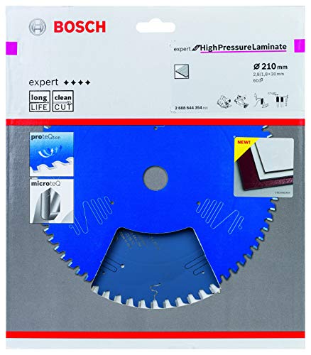 Bosch Professional 1x Kreissägeblatt Expert for High-Pressure Laminate (für Hochdruck-Schichtpressstoffplatten, Sägeblatt Ø 210 x 30 x 2,8 mm, Zähne 60, Zubehör Handkreissägen) von Bosch Accessories