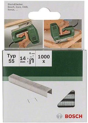 Bosch 1000x Klammer Typ 55 (Textilien/Gewebe, Teppich, Akustikplatten, Rasenteppich, 6 x 1.08 x 14 mm, Zubehör Tacker) von Bosch Accessories