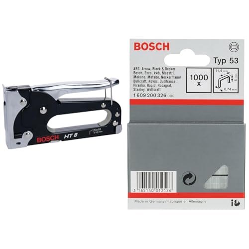 Bosch Accessories Handtacker HT 8 (Holz, Klammertyp 53) & Bosch Professional 1609200326 1000 Tackerklammern 11,4/6 mm Typ von Bosch Accessories