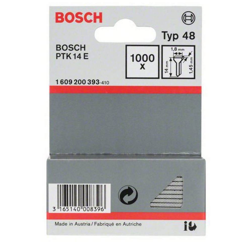 Bosch Accessories Handtacker Tackernagel Typ 48, 1,8 x 1,45 x 14 mm, 1000er-Pack 1000 St. Bosch Acc von Bosch Accessories