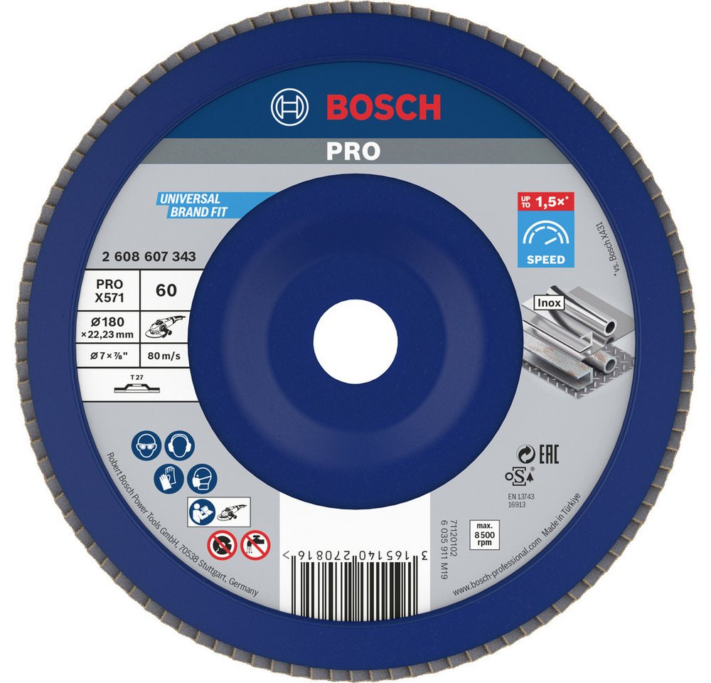 Bosch Accessories Schleifscheibe Bosch Accessories 2608607343 X571 Fächerschleifscheibe Durchmesser 180 von Bosch Accessories
