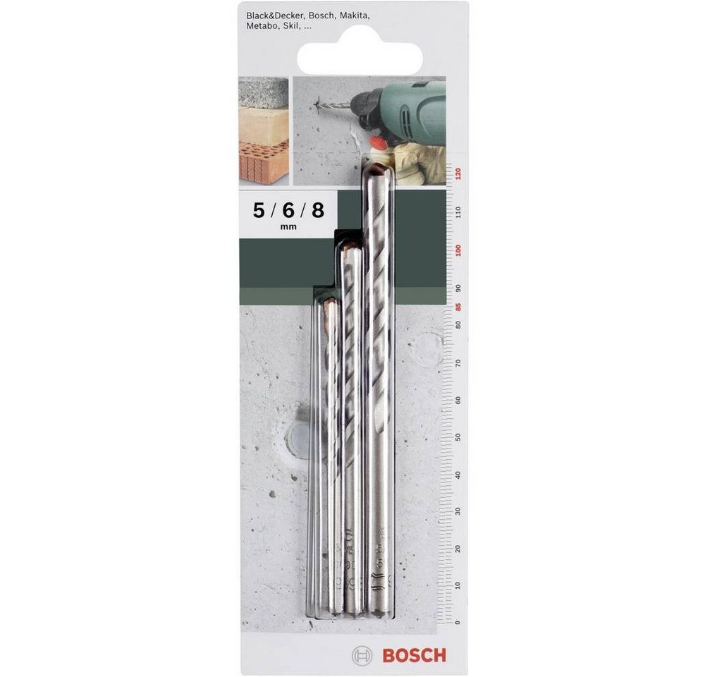 Bosch Accessories Spiralbohrer 3tlg. Betonbohrer-Set 5.0 x 85, 6.0 x 100, 8.0 x, (Durchmesser mm x Länge mm: 5,0x85 · 6,0x100 · 8,0x120), Beton-Spiralbohrer-Set von Bosch Accessories