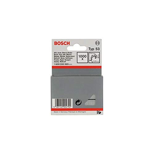 Bosch Professional 1000x Feindrahtklammer Typ 53 (Natürliche Materialien, Textilien, Karton, 11.4 x 0.74 x 18 mm, Zubehör Tacker) von Bosch Accessories