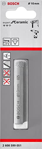 Bosch Professional 1x Diamantbohrer Expert for Ceramic (für Harte Fliesen, Harter Stein, Weichgestein, Ø 10 mm, Zubehör Bohrmaschine) von Bosch Accessories
