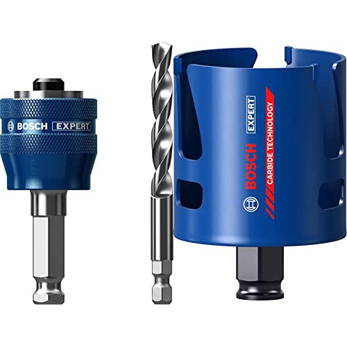Bosch Professional 1x Expert Power Change Plus Lochsäge-Systemadapter (Ø 7,15 mm) + 1x Expert Construction Material Lochsäge (für Weichholz, Ø 60 mm, Zubehör Schlagbohrmaschine) von Bosch Professional