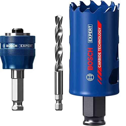 Bosch Professional 1x Expert Power Change Plus Lochsäge-Systemadapter (Ø 7,15 mm) + 1x Expert Tough Material Lochsäge (für Holz mit Metall, Ø 38 mm, Zubehör Schlagbohrmaschine) von Bosch Accessories