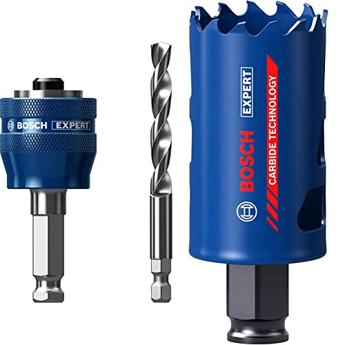 Bosch Professional 1x Expert Power Change Plus Lochsäge-Systemadapter (Ø 7,15 mm) + 1x Expert Tough Material Lochsäge (für Holz mit Metall, Ø 38 mm, Zubehör Schlagbohrmaschine) von Bosch Professional