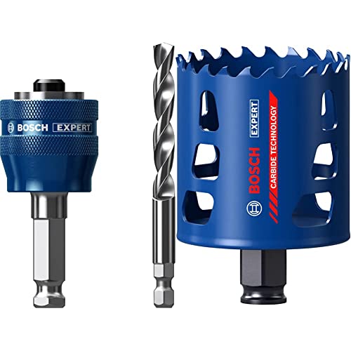 Bosch Professional 1x Expert Power Change Plus Lochsäge-Systemadapter (Ø 7,15 mm) + 1x Expert Tough Material Lochsäge (für Holz mit Metall, Ø 60 mm, Zubehör Schlagbohrmaschine) von Bosch Professional