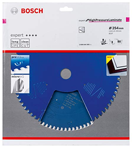 Bosch Accessories Professional 1x Kreissägeblatt Expert for High-Pressure Laminate (für Hochdrucklaminat, Sägeblatt Ø 254 x 30 x 2,8 mm, Zubehör Kapp- und Gehrungssägen) von Bosch Accessories