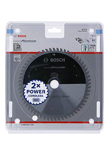 Bosch Professional 1x Kreissägeblatt Standard for Aluminium (Aluminium, Sägeblatt Ø 173 x 20 x 1,8 mm, 60 Zähne, Zubehör Akku Kreissäge) von Bosch Accessories