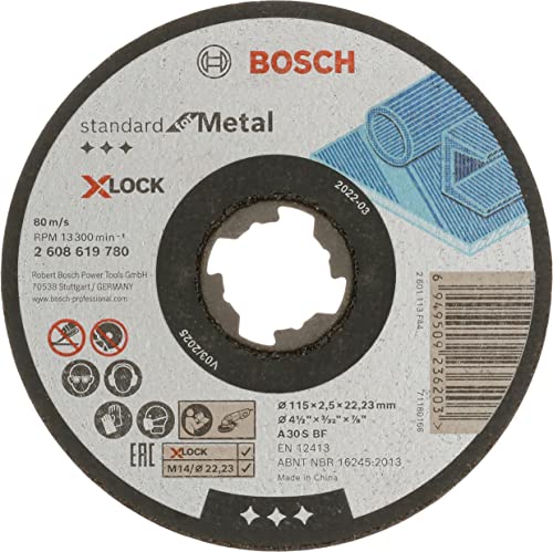 Bosch Professional 1x Standard for Metal X-LOCK Trennscheibe (für Metall, 115 x 2.5 x 22.23 mm, Gerade, Zubehör Winkelschleifer) von Bosch Accessories