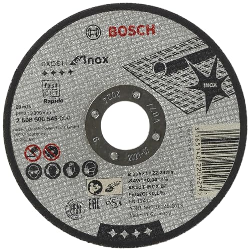 Bosch Professional 1x Trennscheibe Gerade Expert for Inox - Rapido (AS 60 T INOX BF, Ø 115 mm, 1.0 mm, Zubehör Winkelschleifer) von Bosch Accessories