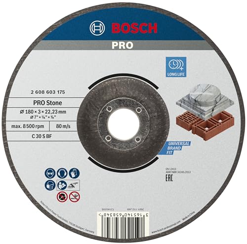 Bosch 1x PRO Stone Longlife Trennscheibe für große Winkelschleifer und 22,23‑mm-Bohrung (für Hohlziegel-Blockstein, Marmor, Ø 180 mm, Professional Zubehör Großer Winkelschleifer) von Bosch