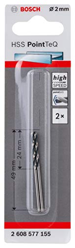 Bosch Professional 2 Stück HSS Spiralbohrer PointTeQ (für Metall, 2 x 24 x 49 mm, Zubehör Bohrschrauber) von Bosch