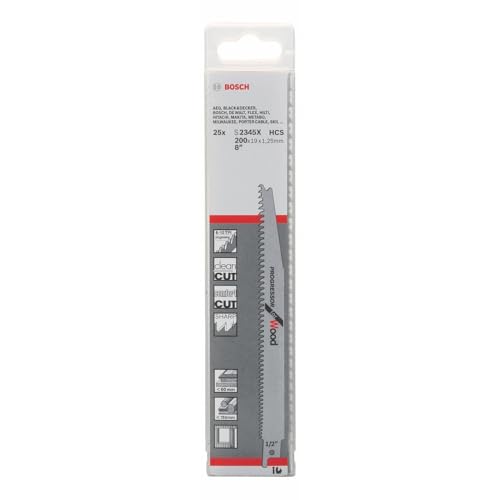 Bosch Accessories Professional 25 Stück Säbelsägeblatt S 2345 X Progressor for Wood (für Holz, 200 x 19 x 1,25 mm, Zubehör Säbelsäge) von Bosch Accessories