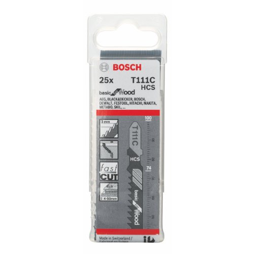 Bosch Professional 25 x Stichsägeblatt T 111 C (für weiches Holz, gerader Schnitt, Zubehör Stichsäge) von Bosch Professional