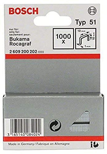 Bosch Professional 1000x Flachdrahtklammer Typ 51 (Karton, Papier, Folien, 10 x 1 x 10 mm, Zubehör Tacker) von Bosch Accessories