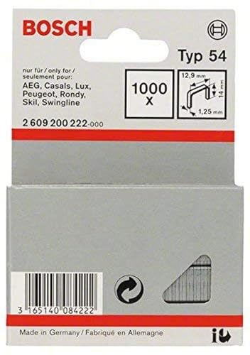 Bosch Professional 1000x Flachdrahtklammer Typ 54 (Karton, Papier, Folien, 12.9 x 1.25 x 14 mm, Zubehör Tacker) von Bosch Accessories