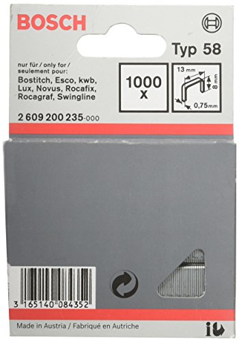 Bosch Professional 1000x Feindrahtklammer Typ 58 (Textilien/Gewebe, Karton, 13 x 0.75 x 8 mm, Zubehör Tacker) von Bosch Accessories