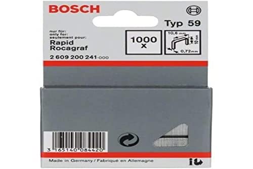 Bosch Professional 1000x Feindrahtklammer Typ 59 (Textilien/Gewebe, Karton, 10.6 x 0.72 x 10 mm, Zubehör Tacker) von Bosch Accessories