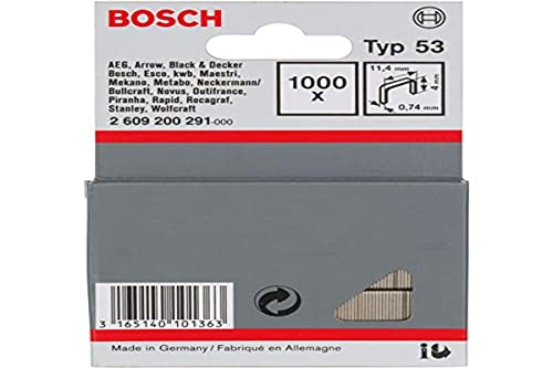 Bosch Professional 1000x Feindrahtklammer Typ 53 (Textilien/Gewebe, Karton, 11.4 x 0.74 x 4 mm, Zubehör Tacker) von Bosch Accessories