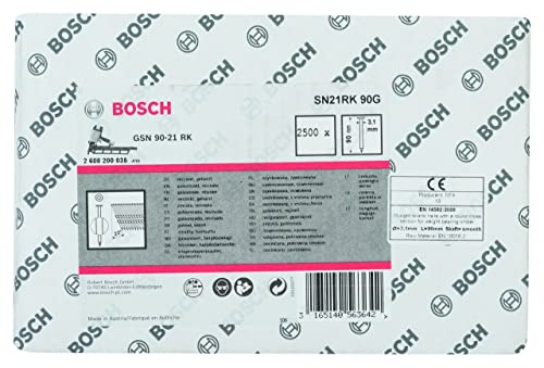 Bosch Professional 4000x Rundkopf-Streifennägel 21° SN21RK 90G (3.1 mm, 90 mm, gehartzt, verzinkt, glatt, Zubehör für Nagelpistolen, Druckluftnagler) von Bosch Accessories