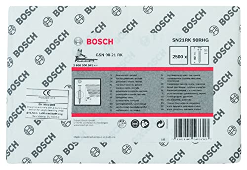 Bosch Professional 4000x Rundkopf-Streifennägel 21° SN21RK 90RHG (2.8 mm, 90 mm, gehartzt, feuerverzinkt, gerillt, Zubehör für Nagelpistolen, Druckluftnagler) von Bosch Accessories