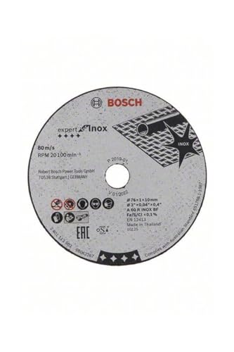 Bosch Professional 5 Stück Trennscheibe Expert for Inox (für Edelstahl, 76 x 10 x 1 mm, Zubehör Winkelschleifer), grau von Bosch Professional