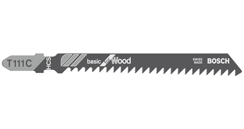 Bosch Professional 5 x Stichsägeblatt T 111 C Basic for Wood (für weiches Holz, gerader Schnitt, Zubehör Stichsäge) von Bosch Professional