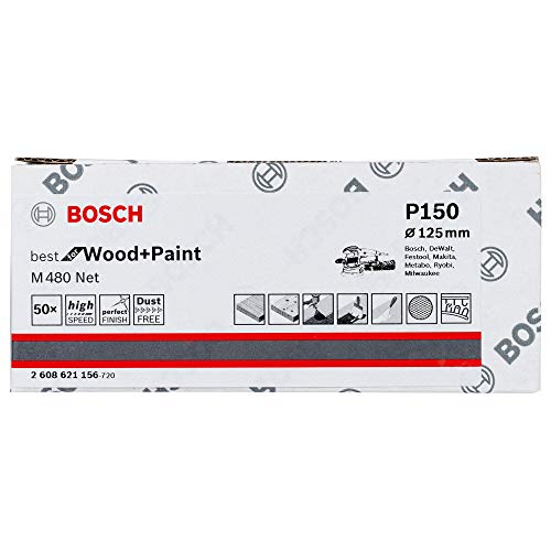 Bosch Professional 50 Stück Schleifblatt M480 Best for Wood and Paint (Holz und Farbe, Ø 125 mm, Körnung P150, Zubehör Exzenterschleifer) von Bosch Accessories