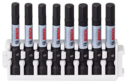 Bosch Accessories Bosch Professional 8tlg. Schrauber Bit Set Hex (Impact Control, 8 x PZ2 Bits - Länge: 50mm, Pick and Click, Zubehör Schlagschrauber Bohrschrauber) von Bosch Accessories