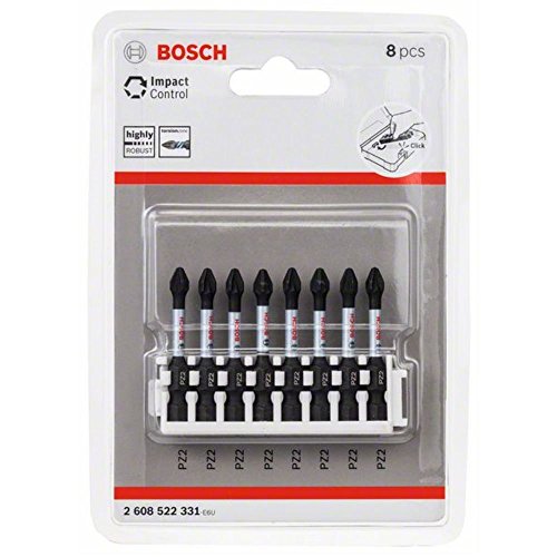Bosch Accessories 8tlg. Schrauber Bit Set Kreuzschlitz (Impact Control, 8 x PZ2 Bits - Länge: 50mm, Pick and Click, Zubehör Schlagschrauber Bohrschrauber) von Bosch Accessories