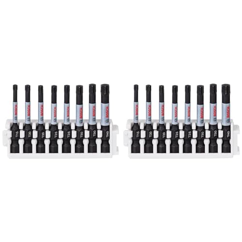 Bosch Professional 8tlg. Schrauber Bit Set Torx (Impact Control, T Bits - Länge: 50mm, Pick and Click, Zubehör Schlagschrauber Bohrschrauber) (Packung mit 2) von Bosch Accessories