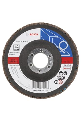 Bosch Accessories Professional Fächerschleifscheibe (für Winkelschleifer verschiedene Materialien, 115 mm, Körnung 40) Schwarz von Bosch Professional