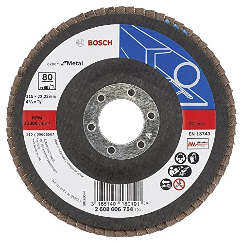 Bosch Accessories Professional Fächerschleifscheibe (für Winkelschleifer verschiedene Materialien, 115 mm, Körnung 80) Schwarz von Bosch Professional