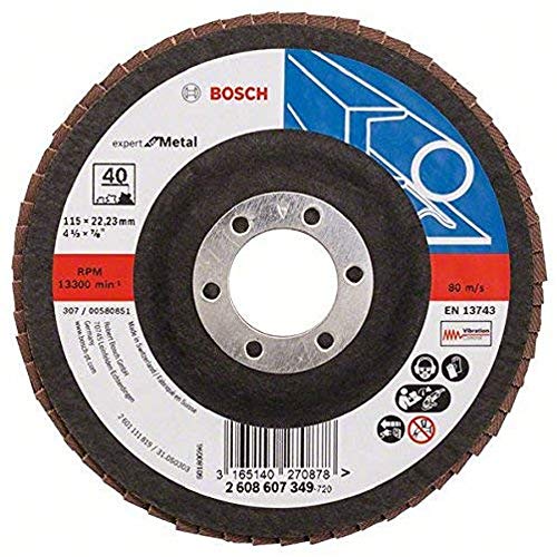 Bosch Accessories Bosch Professional Fächerschleifscheibe (für Winkelschleifer verschiedene Materialien, Ø 115 mm, Körnung 40), Schwarz von Bosch Accessories