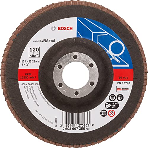 Bosch Accessories Professional Fächerschleifscheibe (für Winkelschleifer verschiedene Materialien, gerade Ausführung, Ø 125 mm, Körnung 120) von Bosch Accessories