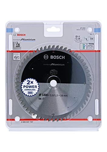 Bosch Professional 1x Kreissägeblatt Standard for Aluminium (Aluminium, Sägeblatt Ø 184 x 16 x 2 mm, 56 Zähne, Zubehör Akku Kreissäge) von Bosch Professional