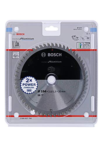 Bosch Professional 1x Kreissägeblatt Standard for Aluminium (Aluminium, Sägeblatt Ø 184 x 20 x 2 mm, 56 Zähne, Zubehör Akku Kreissäge) von Bosch Accessories