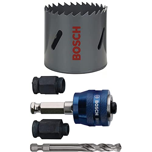 Bosch Professional Lochsäge HSS Bimetall für Standardadapter (für Metall, Aluminium, rostfreiem Edelstahl, Kunststoffen und Holz, Ø 54 mm) + 4-tlg. Power Change Plus Starter Kit Set von Bosch Accessories
