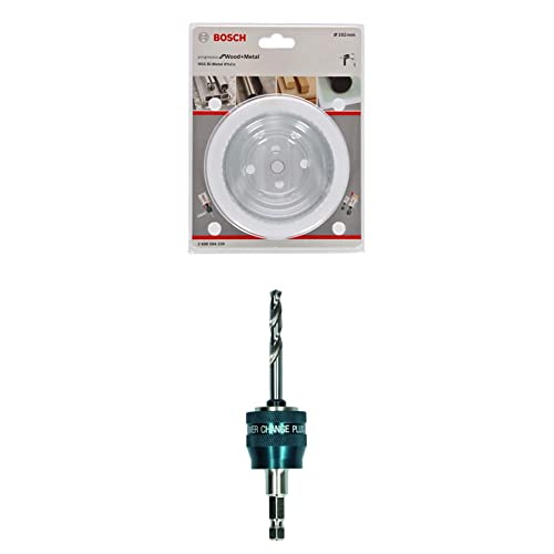 Bosch Professional Lochsäge Progressor for Wood & Metal (Holz und Metall, Ø 102 mm) + 1x Power Change Plus Adapter (Aufnahme 3/8“ Sechskant, inkl. HSS-G Bohrer 7.15 x 85 mm) von Bosch Accessories
