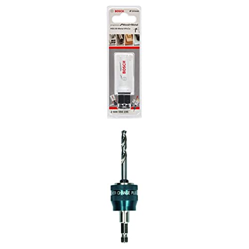 Bosch Professional Lochsäge Progressor for Wood & Metal (Holz und Metall, Ø 14 mm) + 1x Power Change Plus Adapter (Aufnahme 3/8“ Sechskant, inkl. HSS-G Bohrer 7.15 x 85 mm) von Bosch Accessories