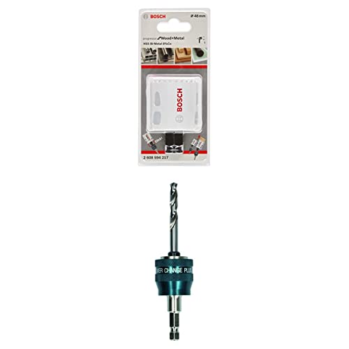 Bosch Professional Lochsäge Progressor for Wood & Metal (Holz und Metall, Ø 48 mm) + 1x Power Change Plus Adapter (Aufnahme 3/8“ Sechskant, inkl. HSS-G Bohrer 7.15 x 85 mm) von Bosch Accessories