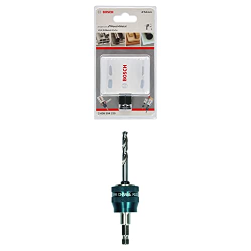 Bosch Professional Lochsäge Progressor for Wood & Metal (Holz und Metall, Ø 54 mm) + 1x Power Change Plus Adapter (Aufnahme 3/8“ Sechskant, inkl. HSS-G Bohrer 7.15 x 85 mm) von Bosch Accessories
