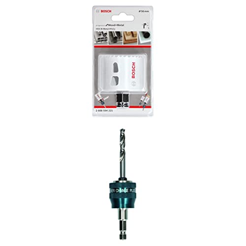 Bosch Professional Lochsäge Progressor for Wood & Metal (Holz und Metall, Ø 56 mm) + 1x Power Change Plus Adapter (Aufnahme 3/8“ Sechskant, inkl. HSS-G Bohrer 7.15 x 85 mm) von Bosch Accessories