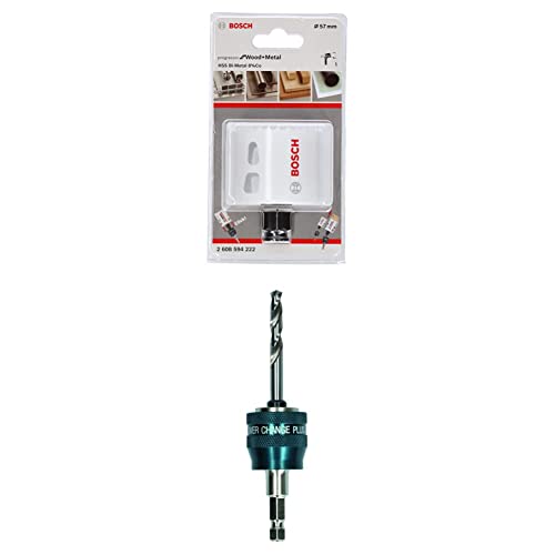 Bosch Professional Lochsäge Progressor for Wood & Metal (Holz und Metall, Ø 57 mm) + 1x Power Change Plus Adapter (Aufnahme 3/8“ Sechskant, inkl. HSS-G Bohrer 7.15 x 85 mm) von Bosch Accessories